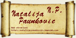 Natalija Paunković vizit kartica